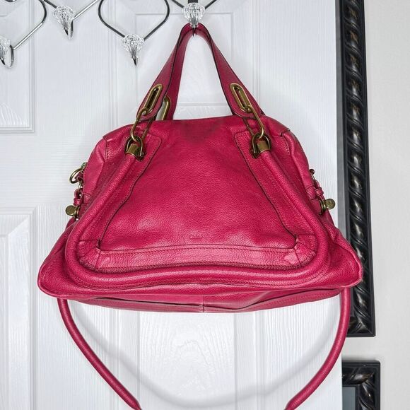 Chloé Paraty Satchel Raspberry Pink Leather Bag Gold Hardware - Picture 3 of 16